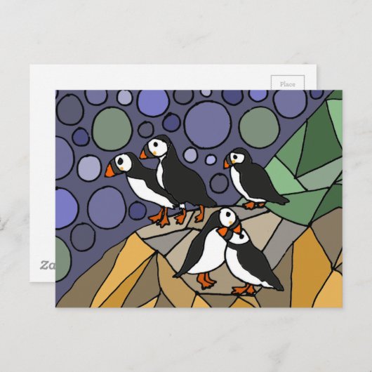 パフ素晴らしィンバードアート抽象芸術オリジナル ポストカード (正面/裏面)