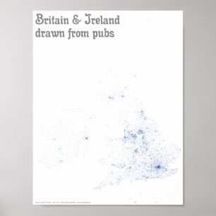 パブから描かれるイギリス及びアイルランド-プリントの地図を描いて下さい ポスター