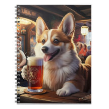 パブでビールを飲むペンブロークコーギ
