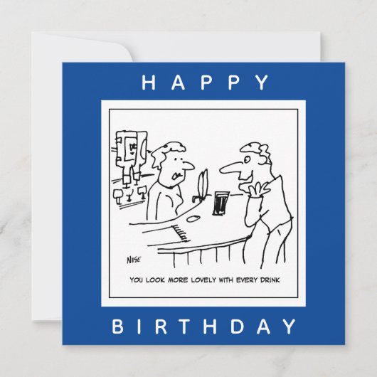 パブのアニメでバーメイドをなでるような男 カード (正面)