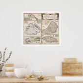 パブのイギリス植民地カリブのの地図。 ポスター (キッチン)