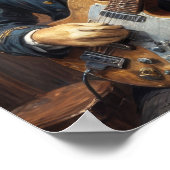 パブのノーブル遊ゴールデンレトリバーのギター ポスター (角)