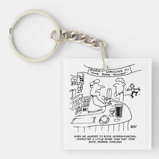 パブのモリス踊り。モリス伝統的踊り キーホルダー (正面)