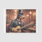 パブの中遊で気高いドバーマン犬のギター –  薄葉紙 (正面)