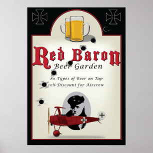 パブの印、Beer Garden赤い男爵 ポスター