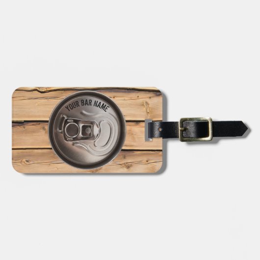 パブまたはバーの所有者の缶ビールの荷物のラベル ラゲッジタグ (正面横)