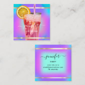 パブカクテルワインバードリンクピンクアクアストロベリー スクエア名刺 (正面/裏面)