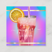 パブカクテルワインバードリンクピンクアクアストロベリー スクエア名刺 (正面)