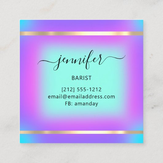 パブカクテルワインバードリンクピンクアクアストロベリー スクエア名刺 (裏面)