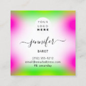 パブコクテールバードリンクピンクバイオレットレモンイエロー スクエア名刺 (裏面)