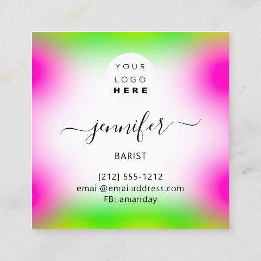 パブコクテールバードリンクピンクバイオレットレモンイエロー スクエア名刺 (裏面)