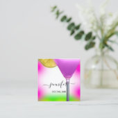 パブコクテールバードリンクピンクバイオレットレモンイエロー スクエア名刺 (スタンド正面)