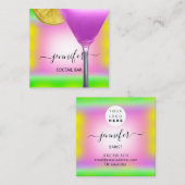 パブコクテールバードリンクピンクバイオレットレモングリーン スクエア名刺 (正面/裏面)
