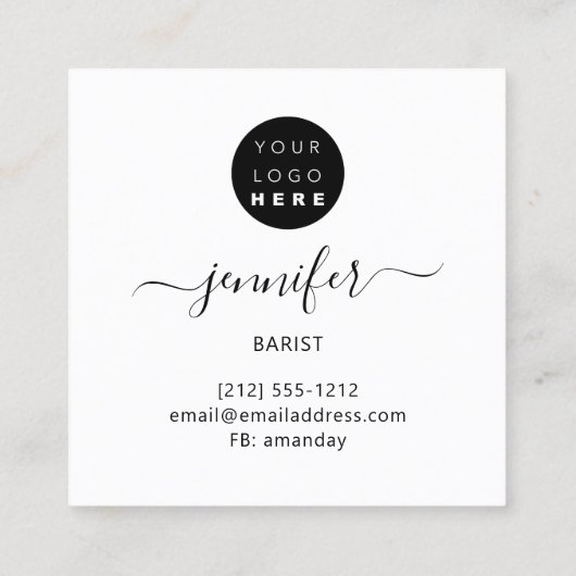 パブコクテールブルーネイビーワインバードリンクガラスロゴ スクエア名刺 (裏面)