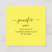 パブコクテールワインバードリンクイエローミニマリズム スクエア名刺 (裏面)