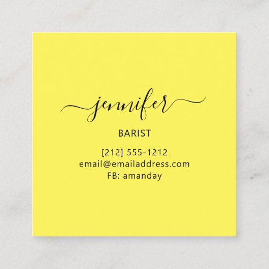 パブコクテールワインバードリンクイエローミニマリズム スクエア名刺 (裏面)
