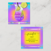 パブコクテールワインバードリンクピンクパープルホログラフィー スクエア名刺 (正面/裏面)