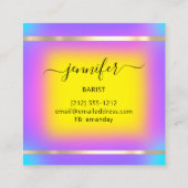 パブコクテールワインバードリンクピンクパープルホログラフィー スクエア名刺 (裏面)