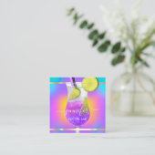 パブコクテールワインバードリンクピンクパープルホログラフィー スクエア名刺 (スタンド正面)