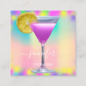 パブドリンクバーレストランコクテールロゴピンキー スクエア名刺 (正面)