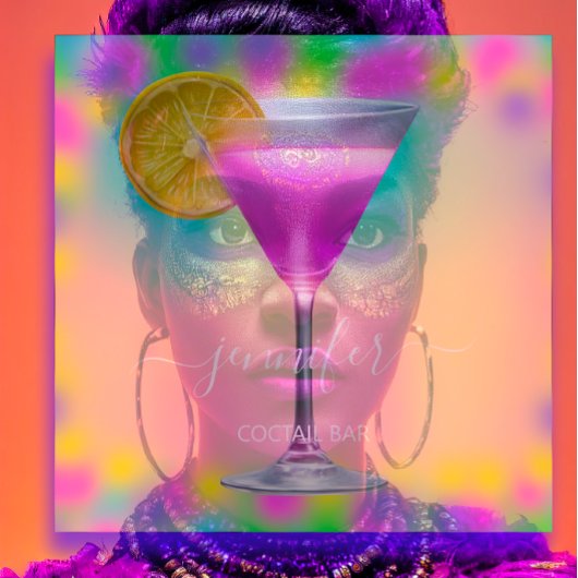 パブドリンクバーレストランコクテールロゴピンキー スクエア名刺