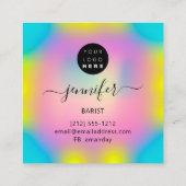 パブドリンクバーレストランコクテールロゴピンク スクエア名刺 (裏面)