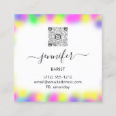 パブドリンクバーレストランコクテールロゴピンクQRCODE スクエア名刺 (裏面)