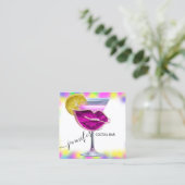 パブドリンクバーレストランコクテールロゴピンクQRCODE スクエア名刺 (スタンド正面)