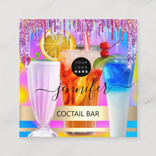 パブドリンクバーレストランロゴホログラフィックイベント スクエア名刺 (正面)