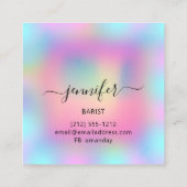 パブドリンクバーレストランロゴホログラフピンクグラス スクエア名刺 (裏面)