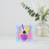 パブドリンクバーレストランロゴホログラフピンクグラス スクエア名刺 (スタンド正面)