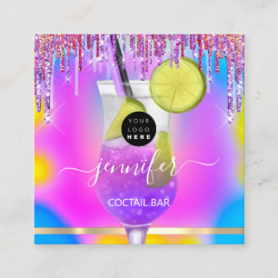 パブドリンクバーレストランロゴホログラフVIP スクエア名刺