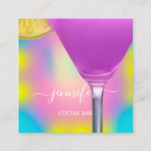 パブドリンクバーレストランロゴラウンジロゴピンク スクエア名刺