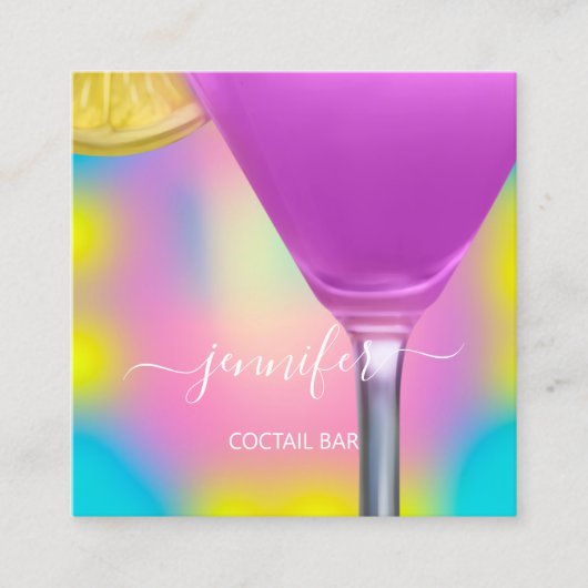 パブドリンクバーレストランロゴラウンジロゴピンク スクエア名刺 (正面)
