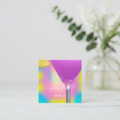 パブドリンクバーレストランロゴラウンジロゴピンク スクエア名刺 (スタンド正面)