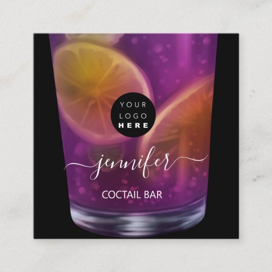 パブドリンクバーレストランロゴラウンジロゴヴァイオレット スクエア名刺 (正面)