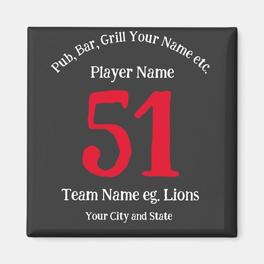 パブバーグリル名番号自分の名前シティ州 マグネット (正面)