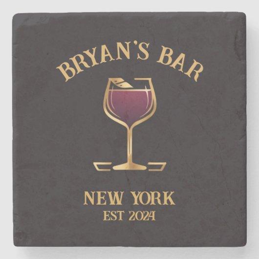 パブパーソナライズされたサインバーデコール名前をカスタムする ストーンコースター (正面)