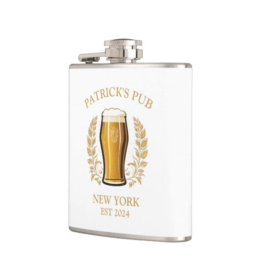 パブパーソナライズされたサインビールグラス名前をカスタムする フラスク (左)