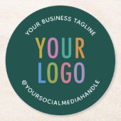 パブパーソナライズされたビールコースターカスタムロゴ緑 ラウンドペーパーコースター (正面)