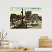 パブリックスクエアクリーブランドオハイオ1910ヴィンテージ ポスター (キッチン)