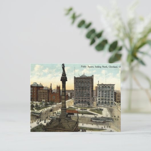 パブリックスクエアクリーブランドオハイオ1910ヴィンテージ ポストカード (スタンド正面)