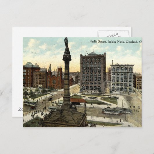 パブリックスクエアクリーブランドオハイオ1910ヴィンテージ ポストカード (正面/裏面)