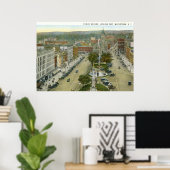 パブリックスクエア、ウォータータウンNY 1928ヴィンテージ ポスター (ホームオフィス)