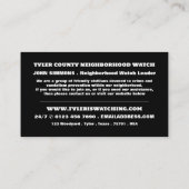 パブリックビュー、近所のコミュニティウォッチ 名刺 (裏面)