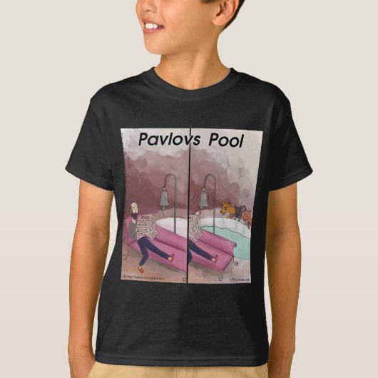 パブロフのプール 楽しい漫画 Tシャツ (正面)
