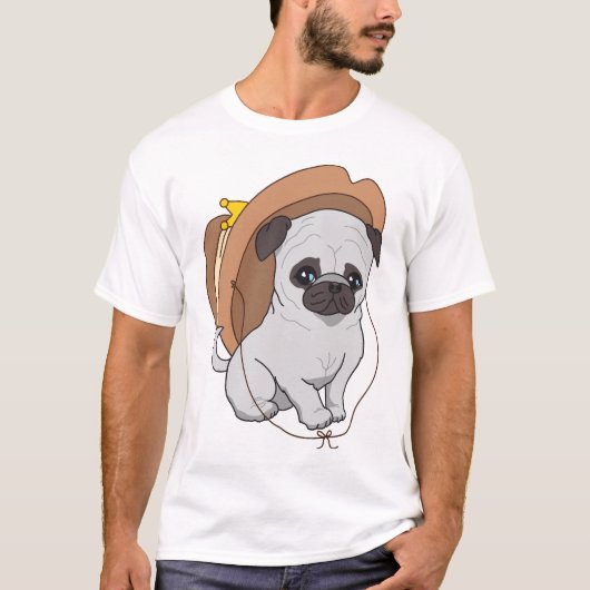 パブロフェルナンデス著2つを引くパグ Tシャツ (正面)