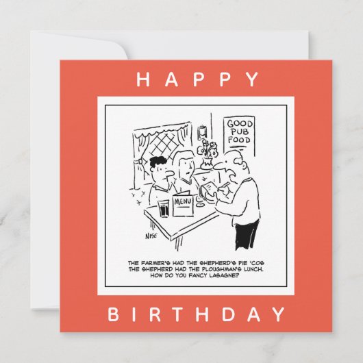 パブ料理とパブのメニュー漫画 カード (正面)