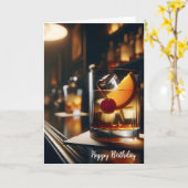 パブ誕生日オールドファッションドドリンク カード (黄色い花)