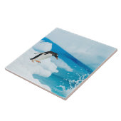 パプアニアのgentoo penguin、Pygoscelis、飛び降りる タイル (側面)